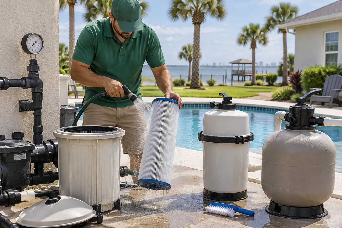 Pool Filter Fall Deep Clean in Corpus Christi